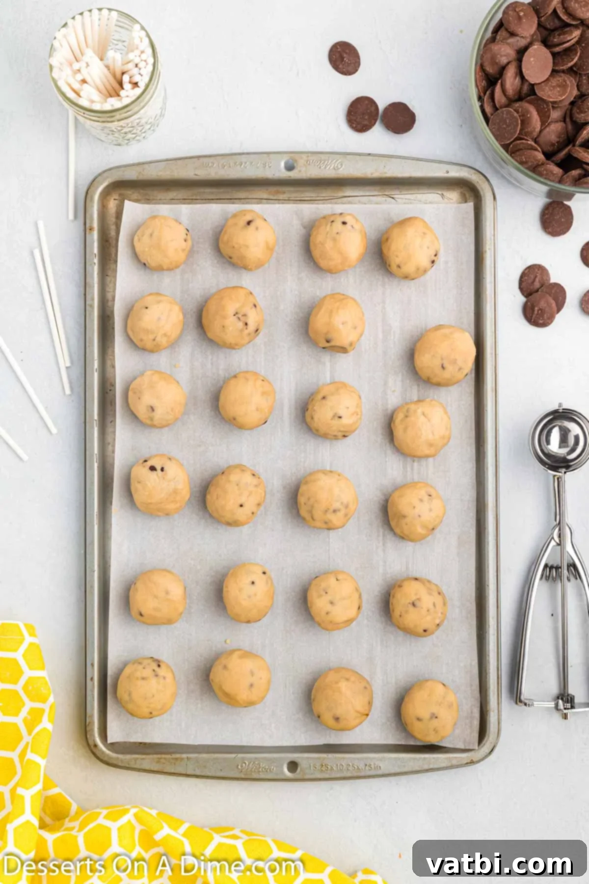 Bite-Sized Cookie Dough Bliss 8 Dough formed into balls.