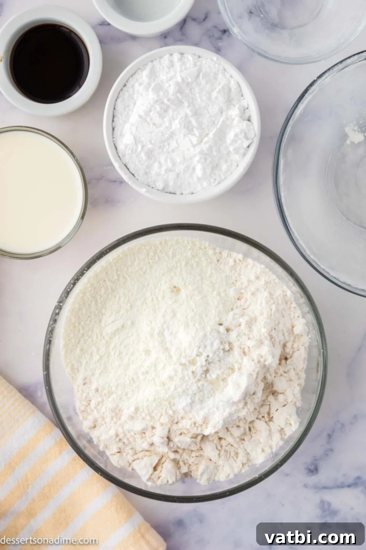 Irresistible Custard Cookies 4 Dry ingredients combined in a bowl.