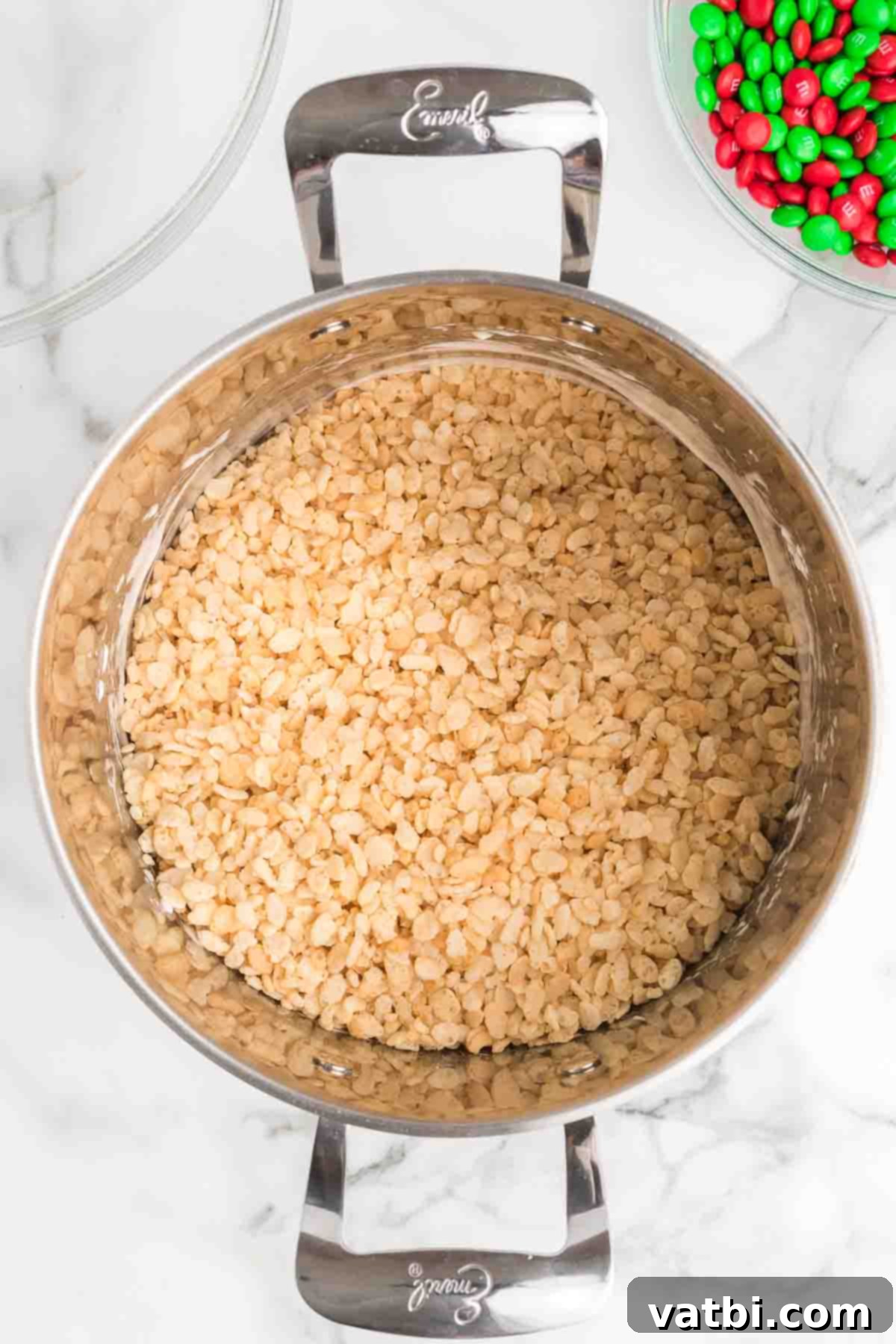 Cereal added to the mixture. 