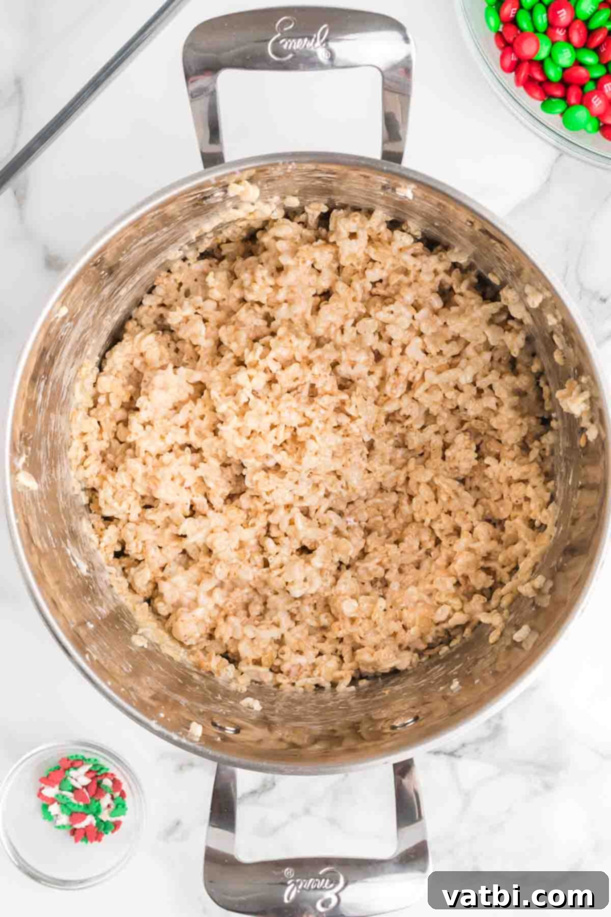 Mixture combined in the pan. 