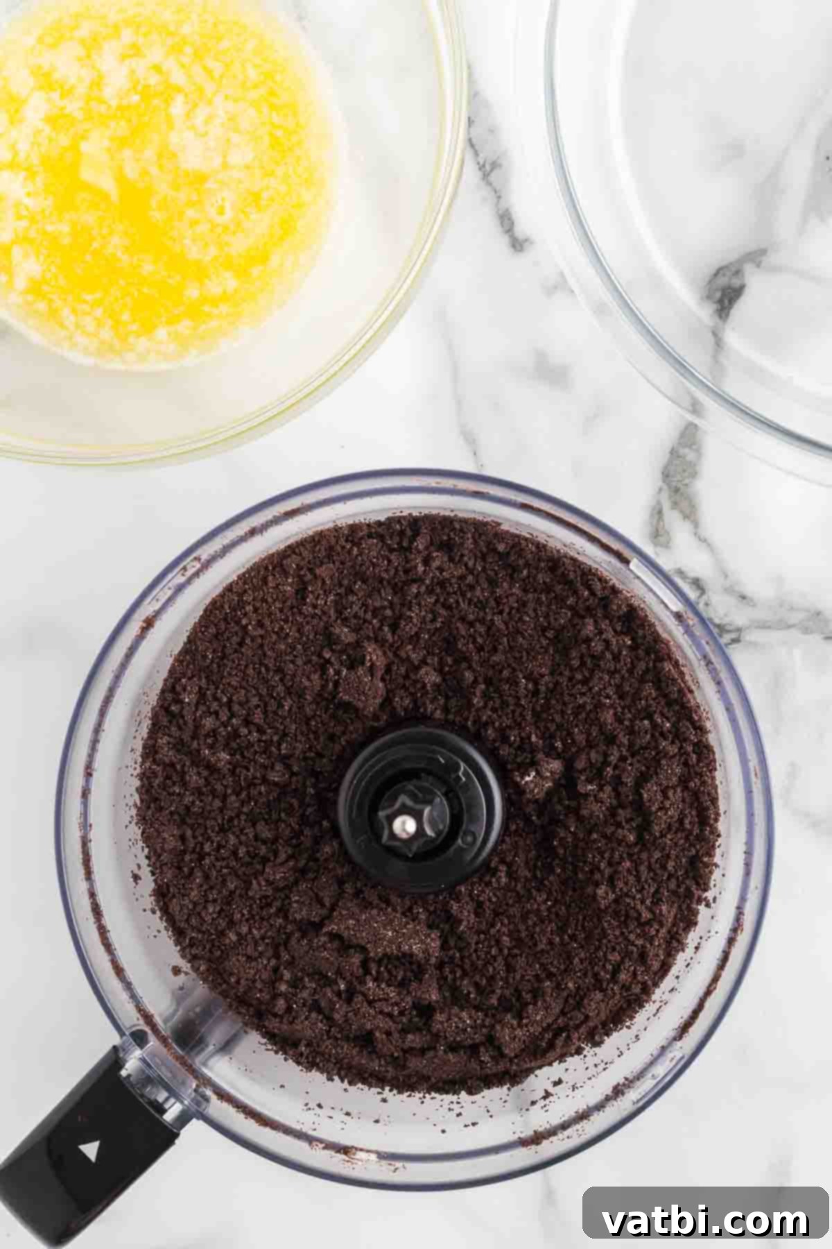 Irresistible Nutella Pie 4 Oreo crumbs in the food processor.