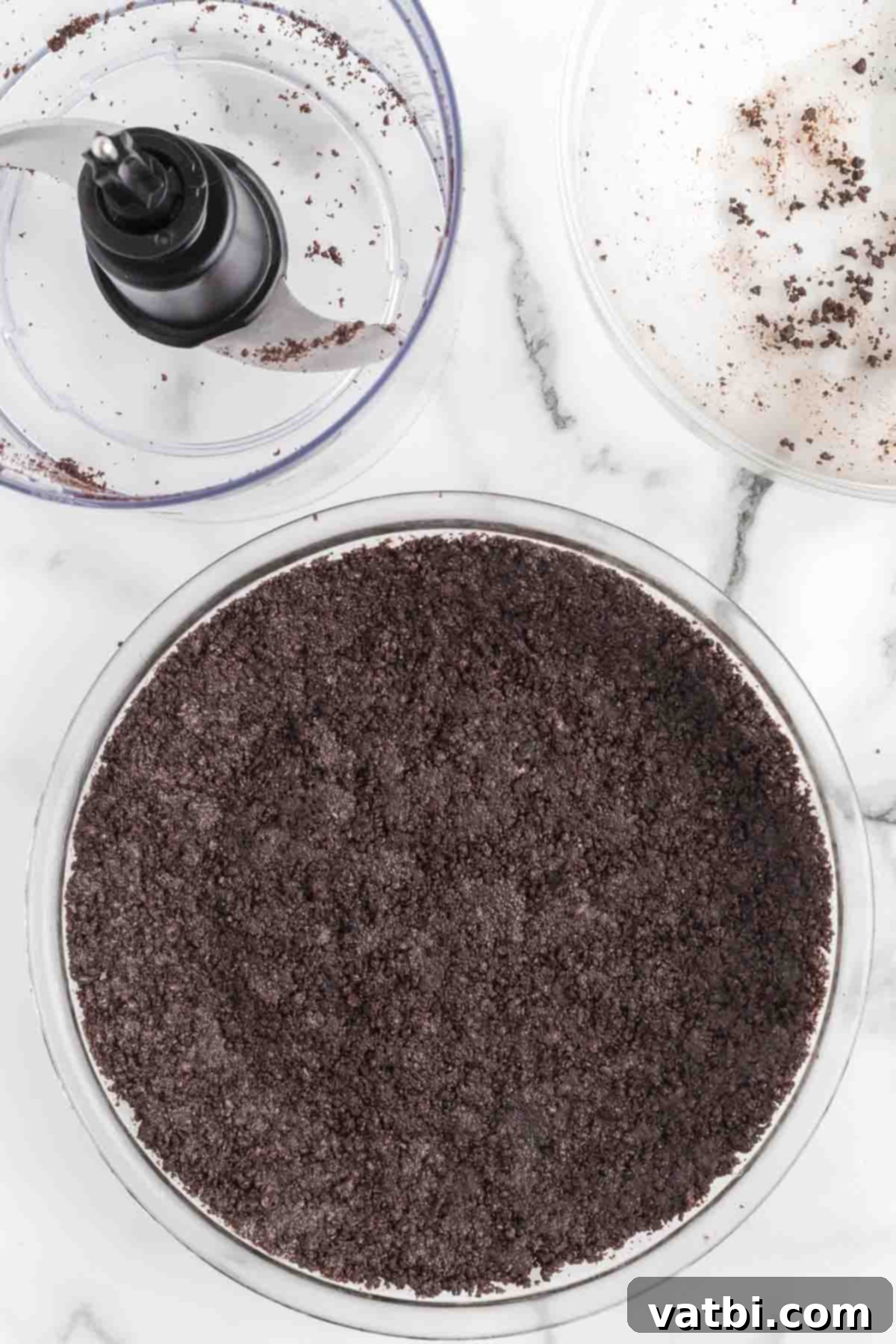Irresistible Nutella Pie 5 Cookie crumbs pressed into pie plate.