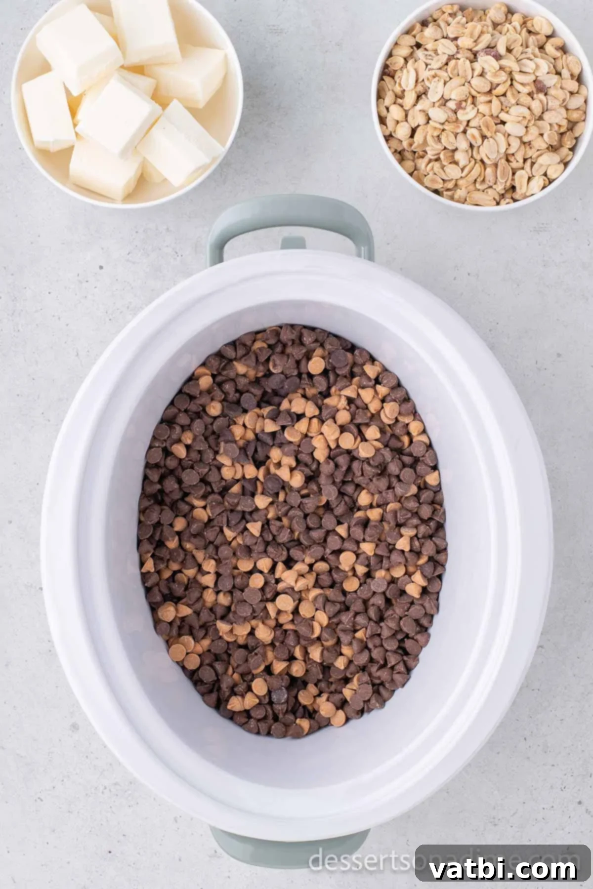 Chocolate in crock pot.