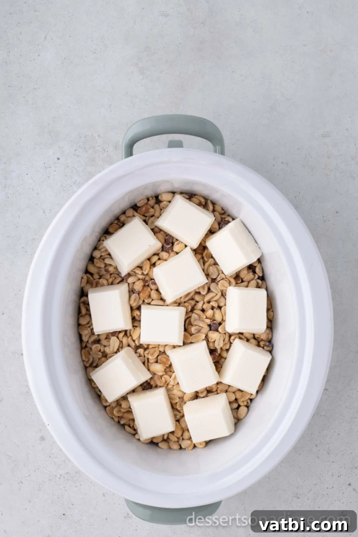 White almond bark on top of mixzture.