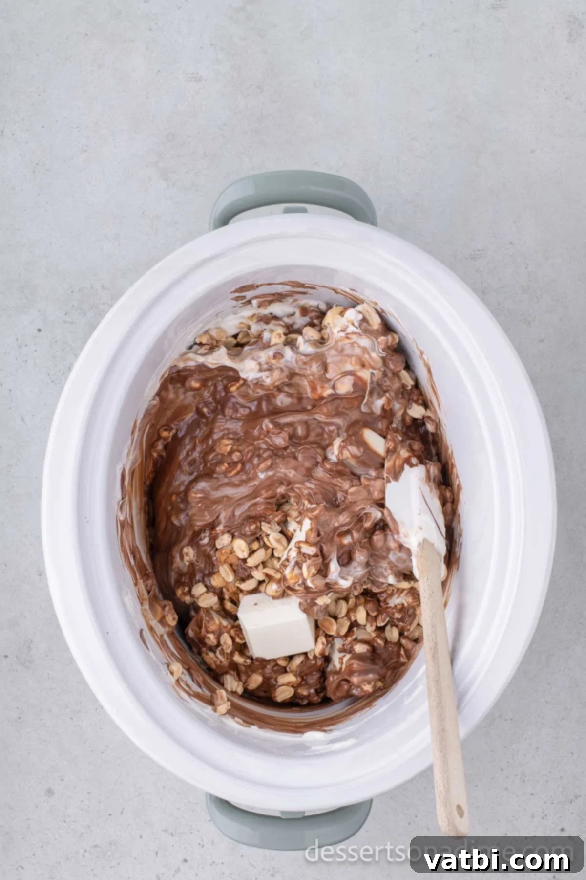 Mixture being combined as it melts.