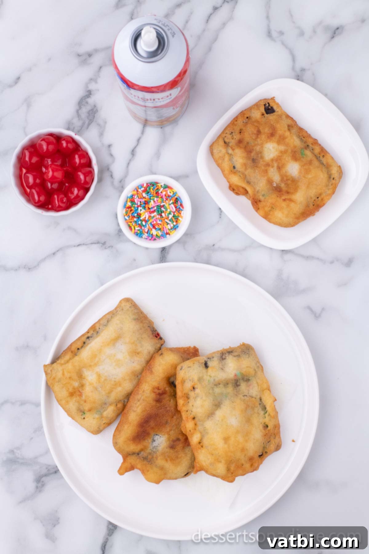 Golden Crisp Pop Tart Heaven 9 Fried poptarts on a plate, ready for toppings.
