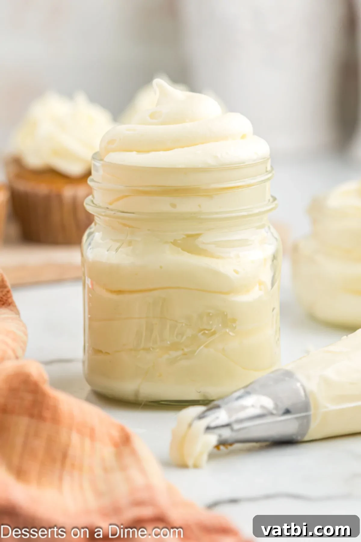Easy Homemade Cream Cheese Frosting 6 Cream Cheese Frosting in a clear jar