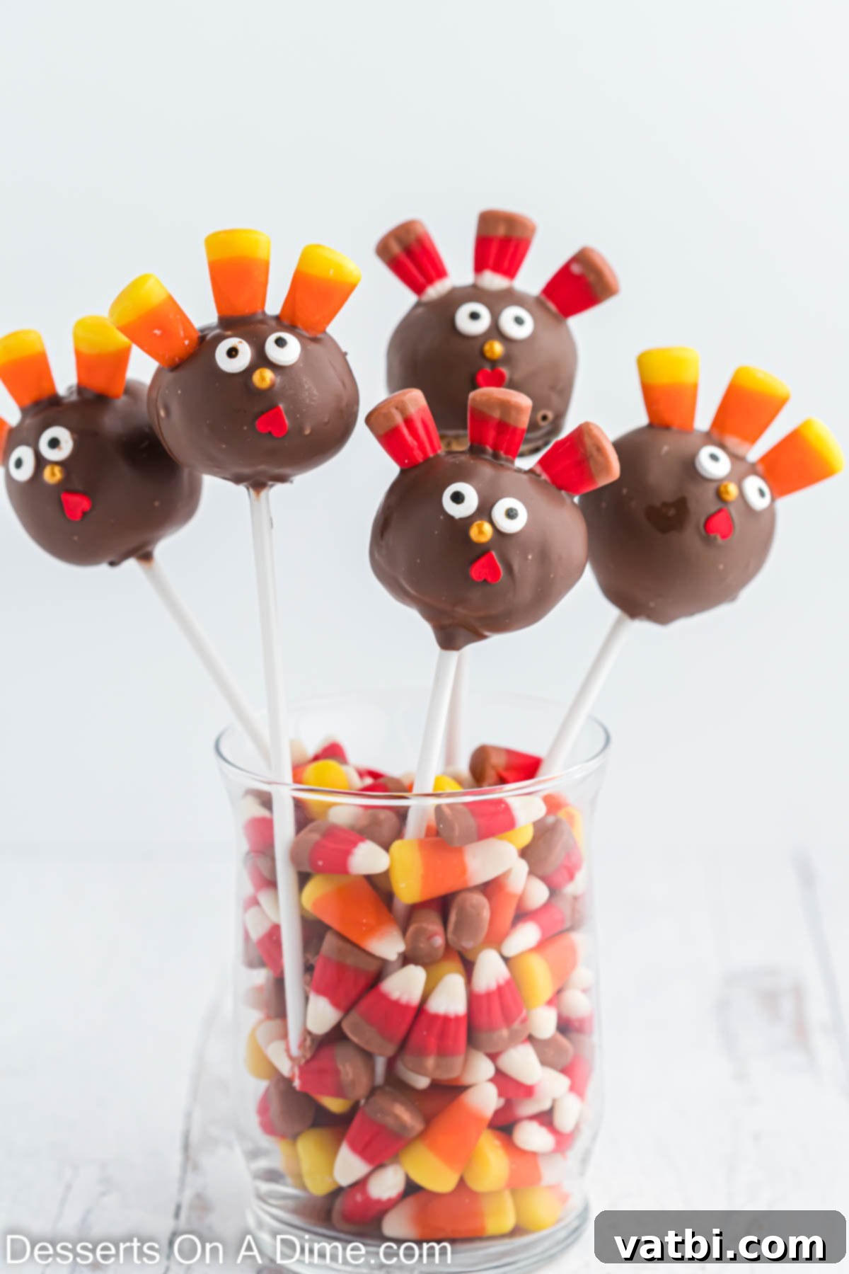 Gobble-Worthy Thanksgiving Cake Pops 2 Thanksgiving cake pops. in container.