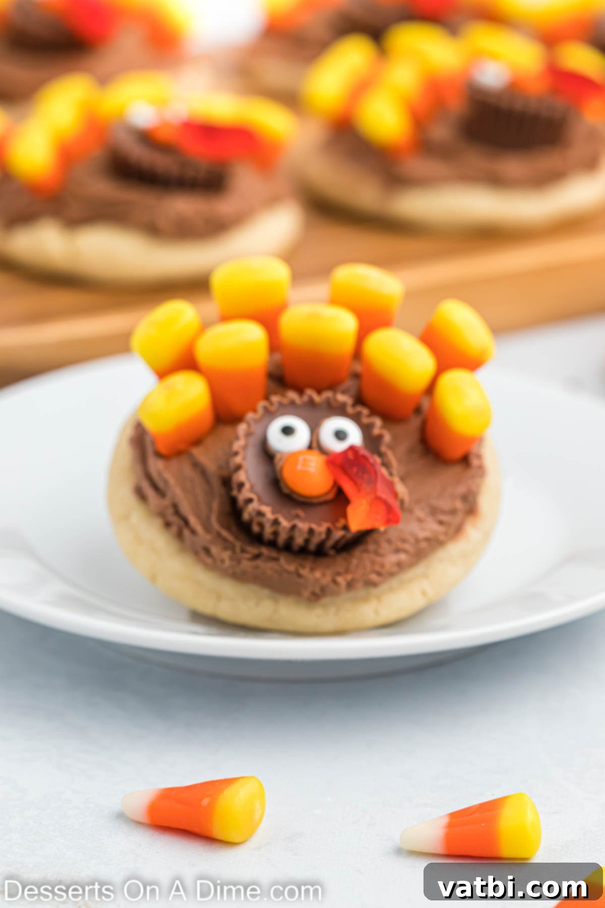 Thanksgiving sugar cookie on a plate. 