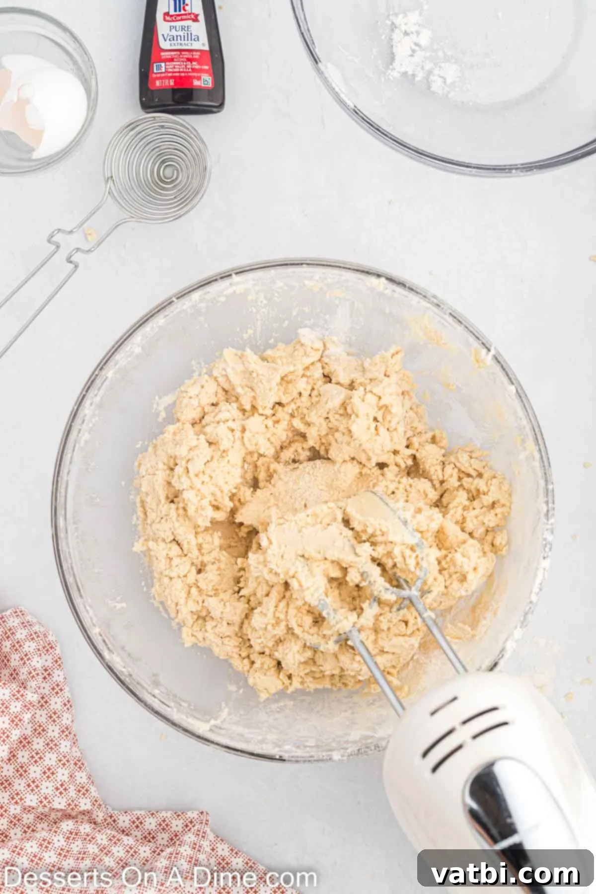 Flour mixture combined into wet ingredients.