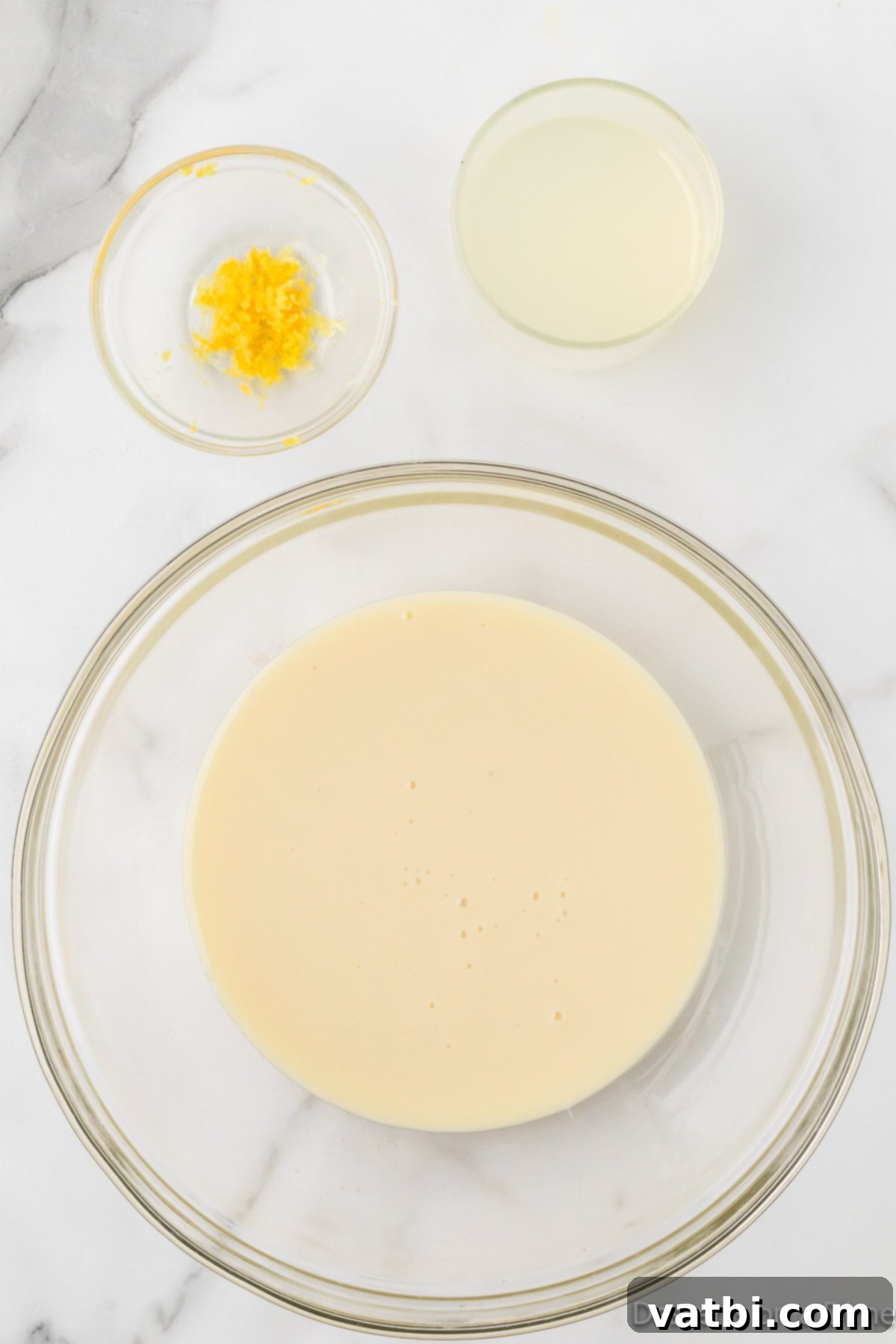 Tangy Lemon Delight 7 Bowl with sweetened condensed milk, lemonade and zest.