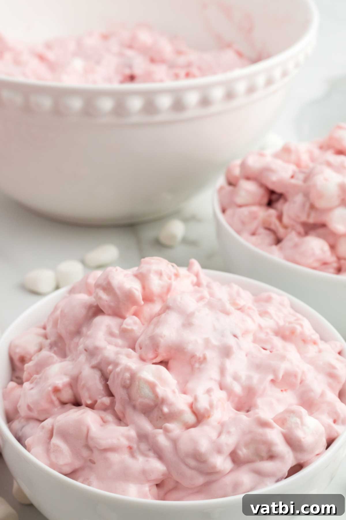 Ruby Cloud 2 Cherry fluff recipe in a bowl.