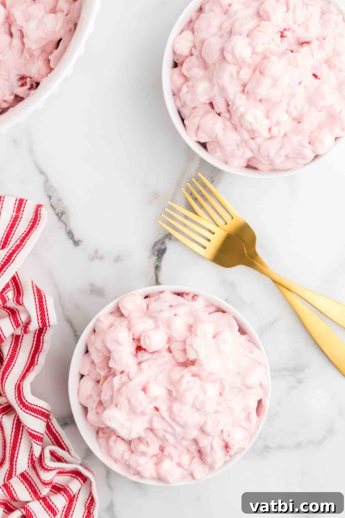 Ruby Cloud 7 Cherry fluff recipe in a bowl.