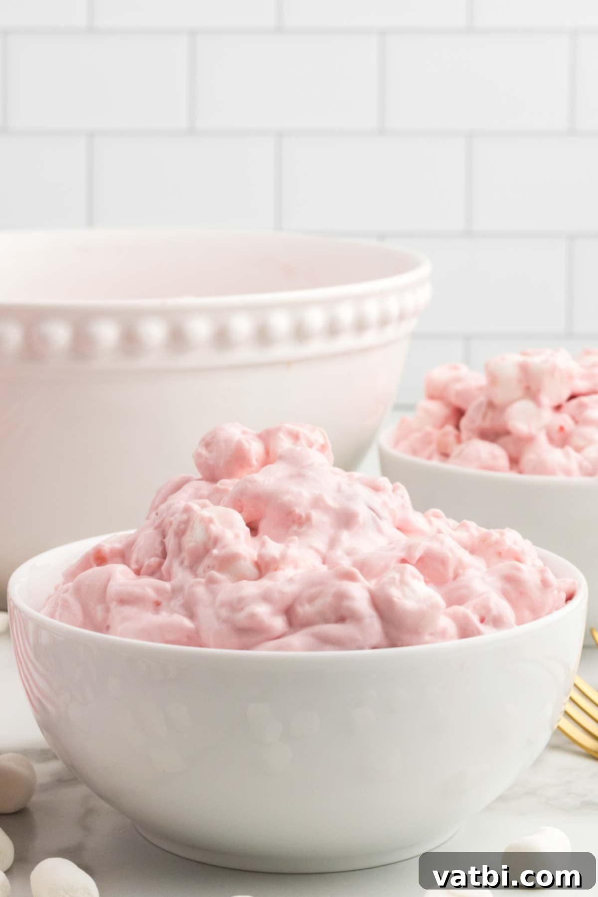 Ruby Cloud 8 Cherry fluff recipe in a bowl.
