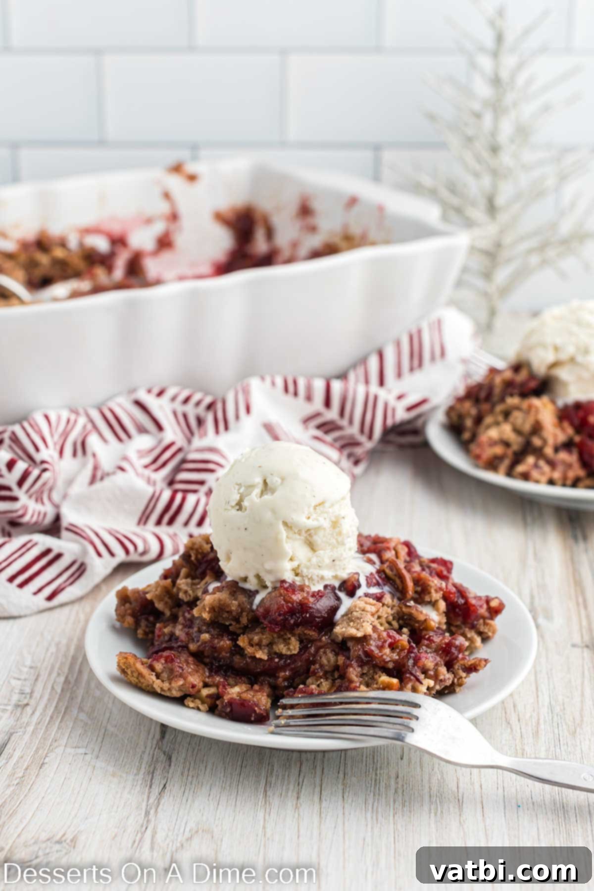 Holiday Dump Cake Delight 2 Christmas dump cake served with ice cream.