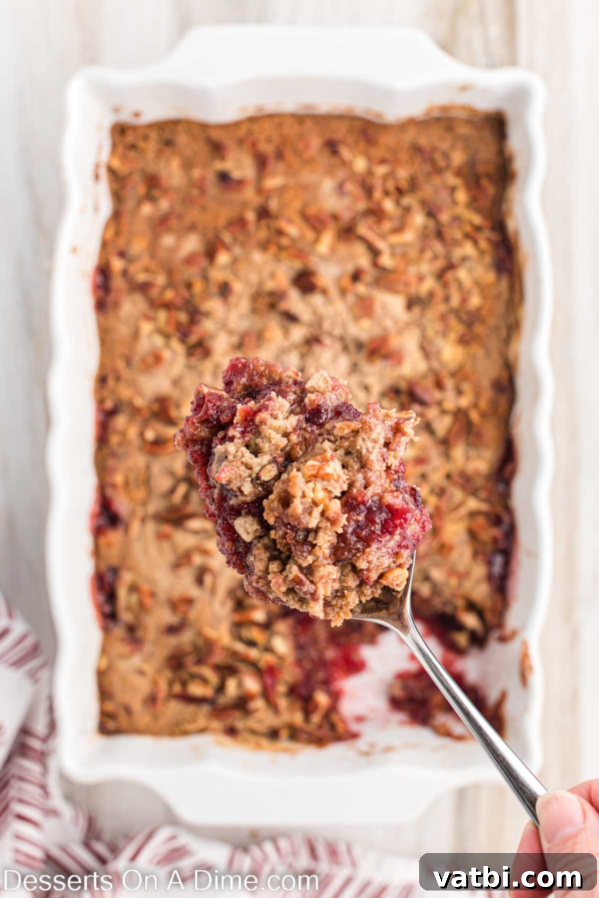 Holiday Dump Cake Delight 10 Christmas dump cake in baking dish.
