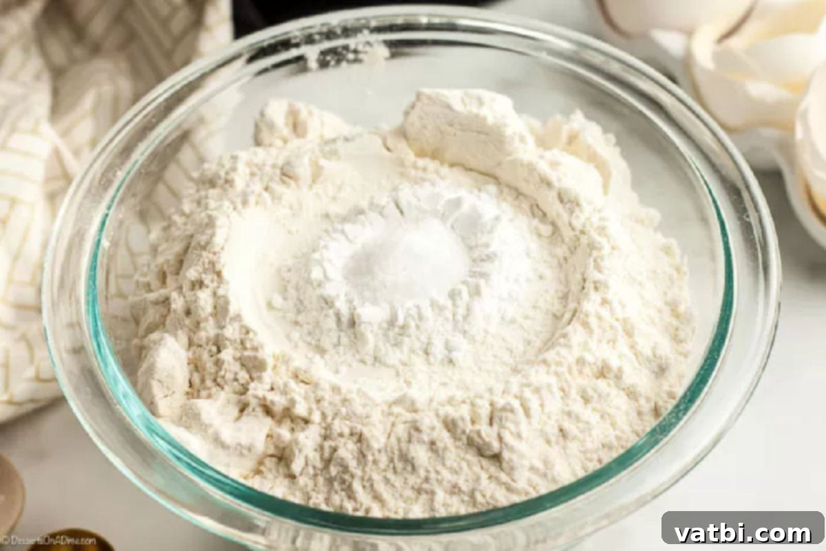 Delicious Cream Cheese Cookies 3 Dry ingredients combined in a bowl.