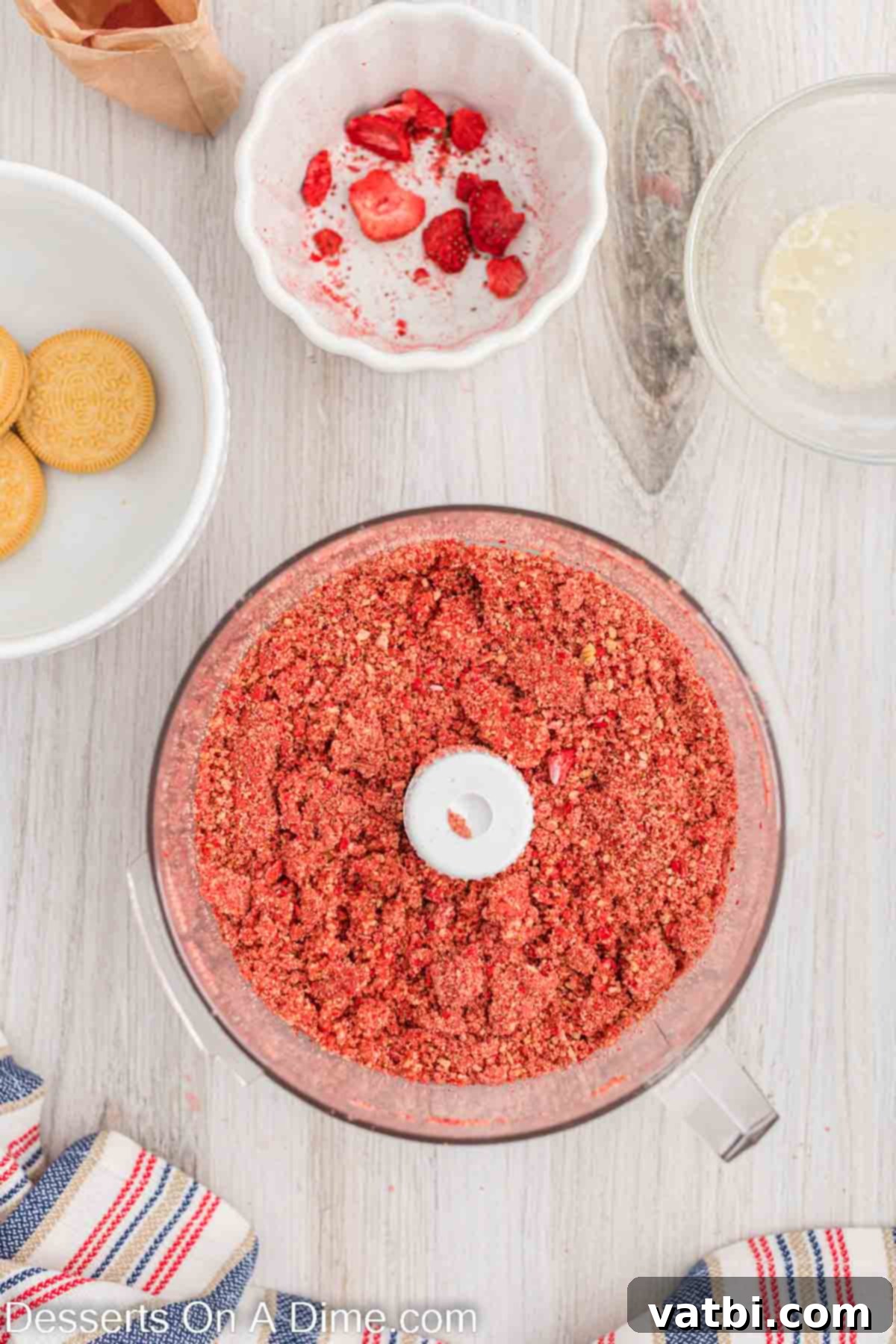 Strawberry Crunch Poke Cake 8 Crumbs for the topping, combined and ready to use.