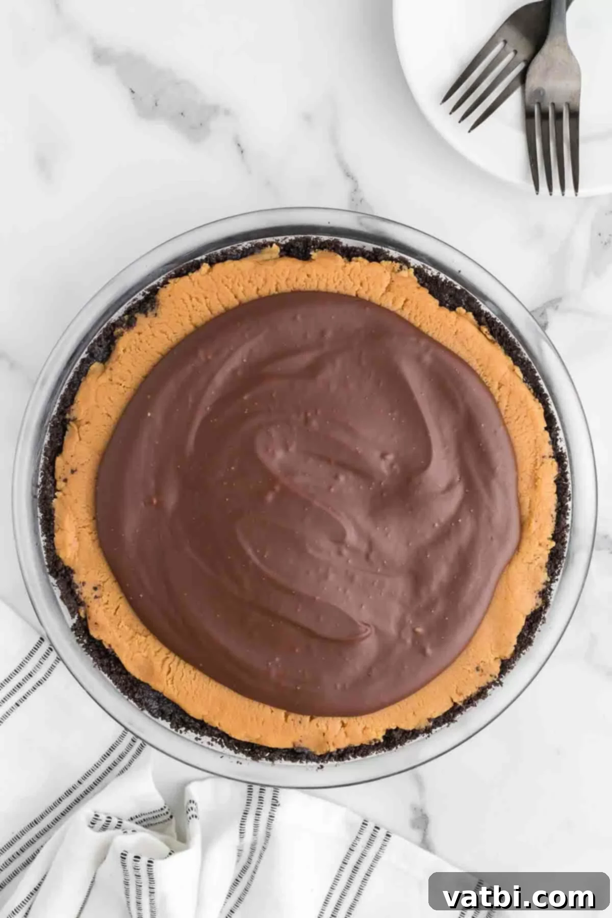 Decadent Buckeye Pie 11 Buckeye pie ready to slice.