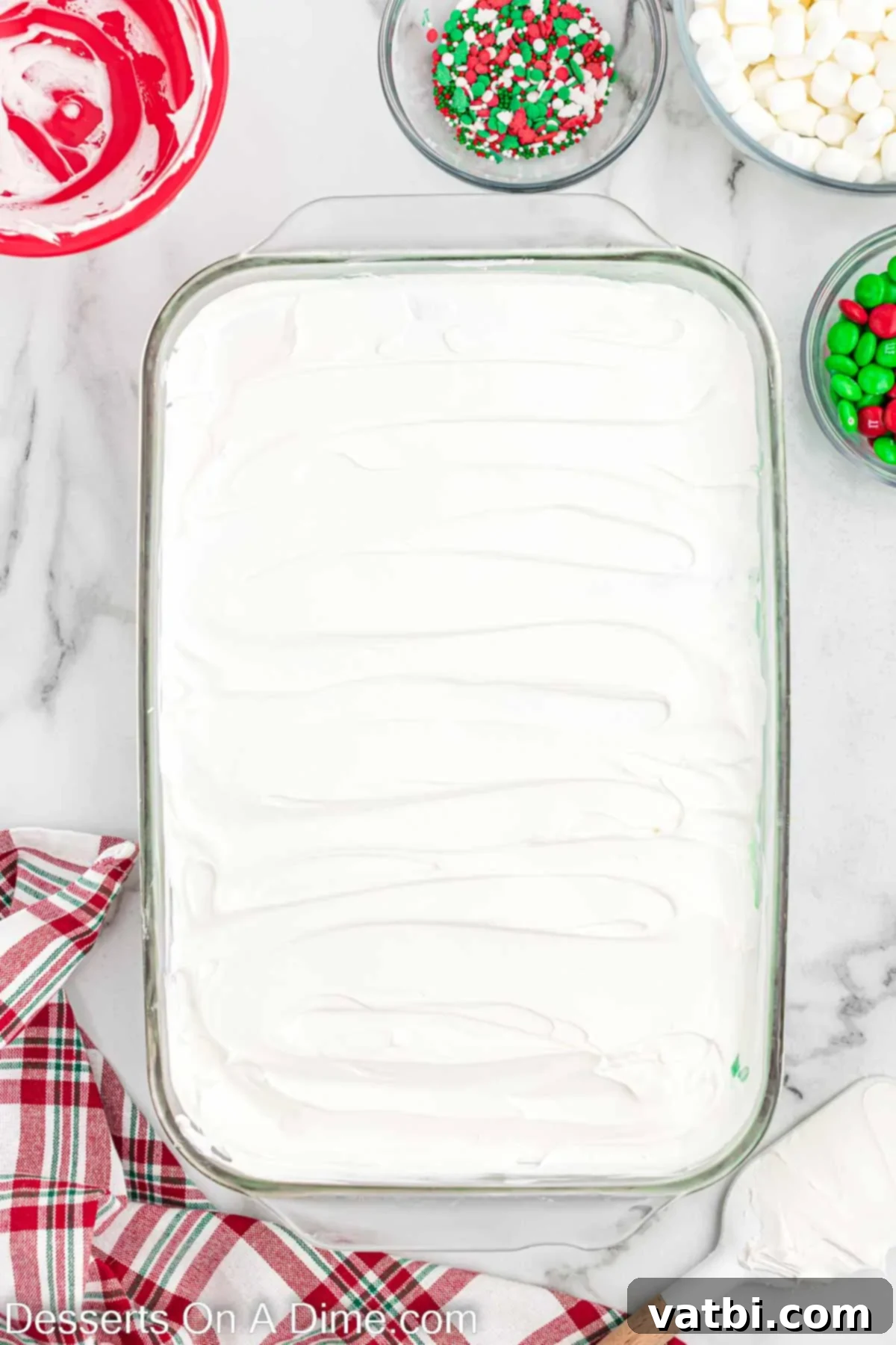 Festive Layered Indulgence 8 Cool whip layer on top of dish.