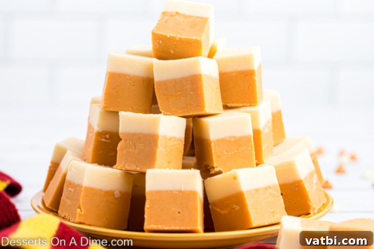 Magical Butterbeer Fudge 2 Delicious Harry Potter Butterbeer Fudge squares arranged neatly on a festive platter, ready to be served at a magical gathering.