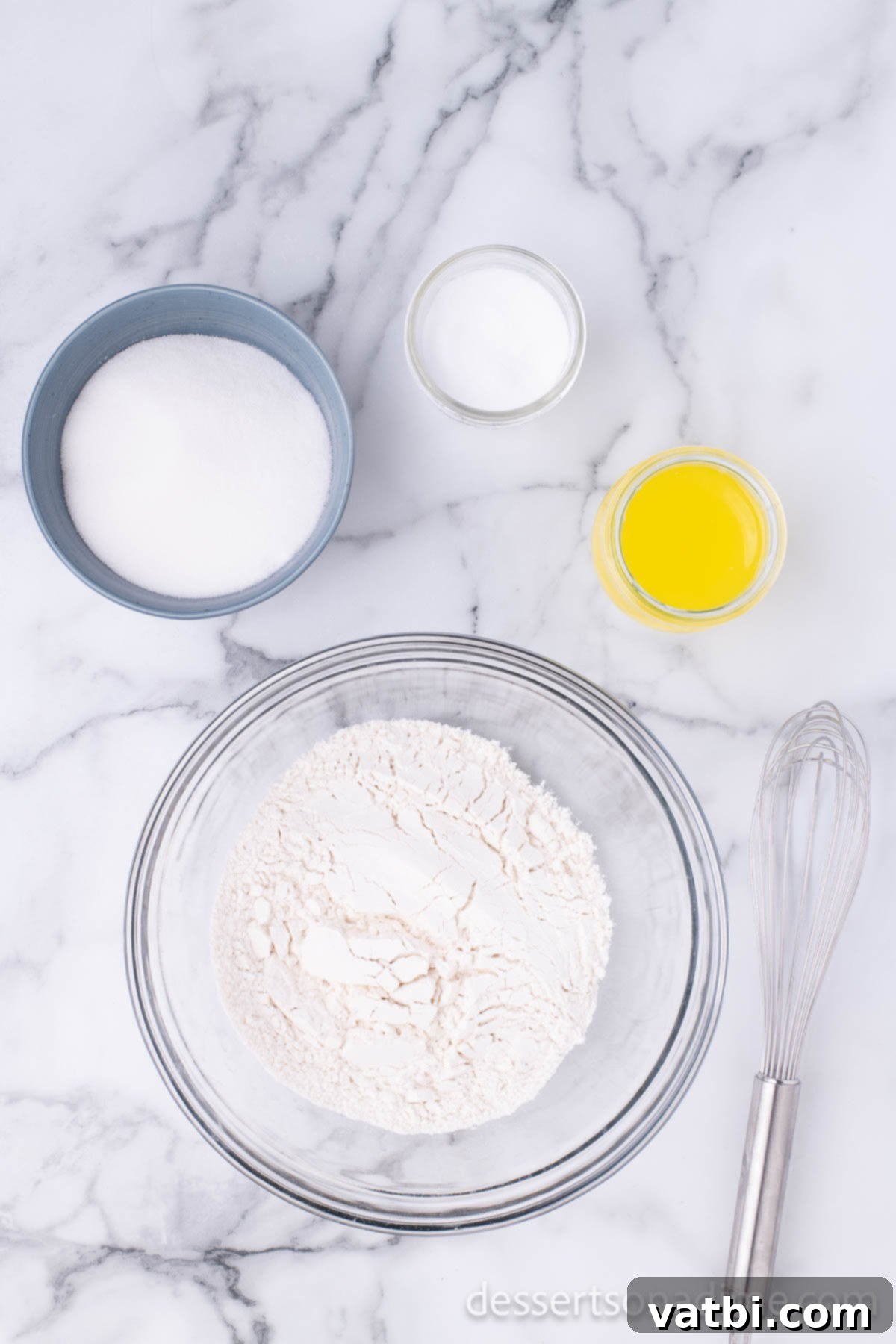 Pop the Sweetness: Krispy Kreme Donut Holes 6 All-purpose flour is measured and ready in a mixing bowl for the donut dough preparation.