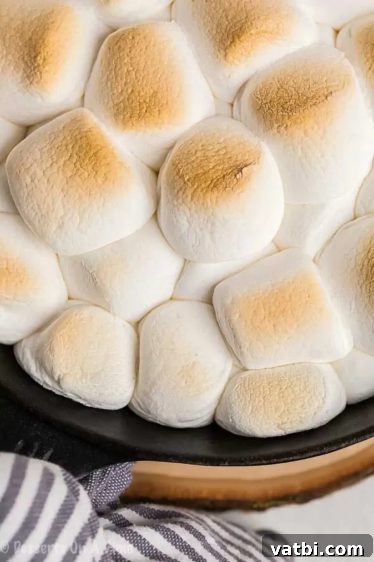 With only 2 ingredients needed, S'mores dip is the perfect treat to enjoy any day of the week. We love to make this dip for parties, snacks or just because. Smores dip in a cast iron skillet, golden brown marshmallows on top of melted chocolate