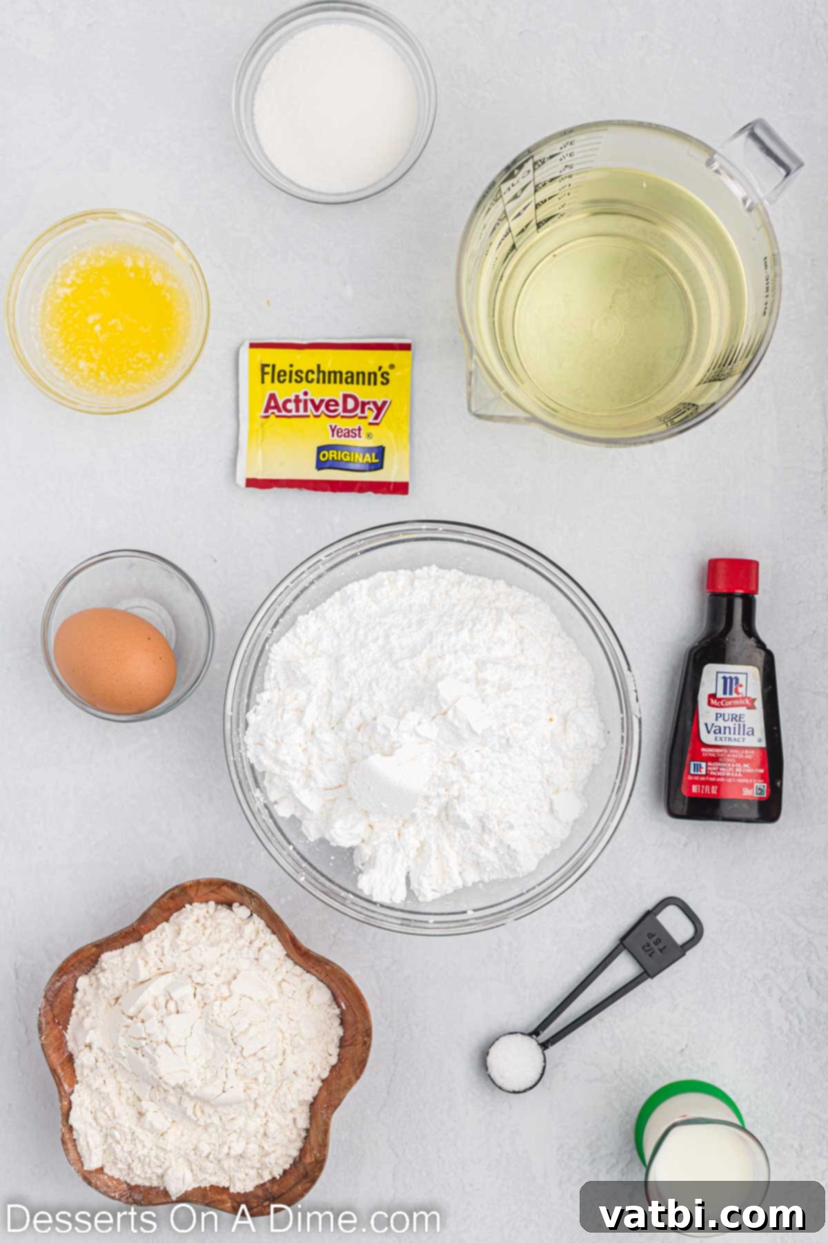 Homemade Krispy Kreme Doughnuts: The Ultimate Guide 3 Ingredients for Krispy Kreme Donuts - milk, all purpose flour, yeast, butter, vegetable oil, powdered sugar, vanilla, and water.