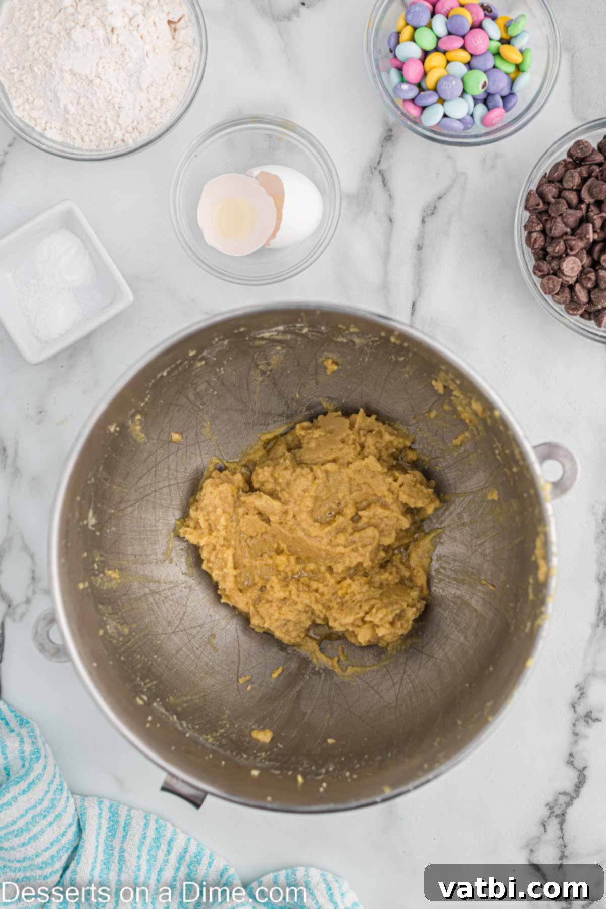 Hoppy Easter Cookie Bake 4 Bowl with butter and sugar combined.