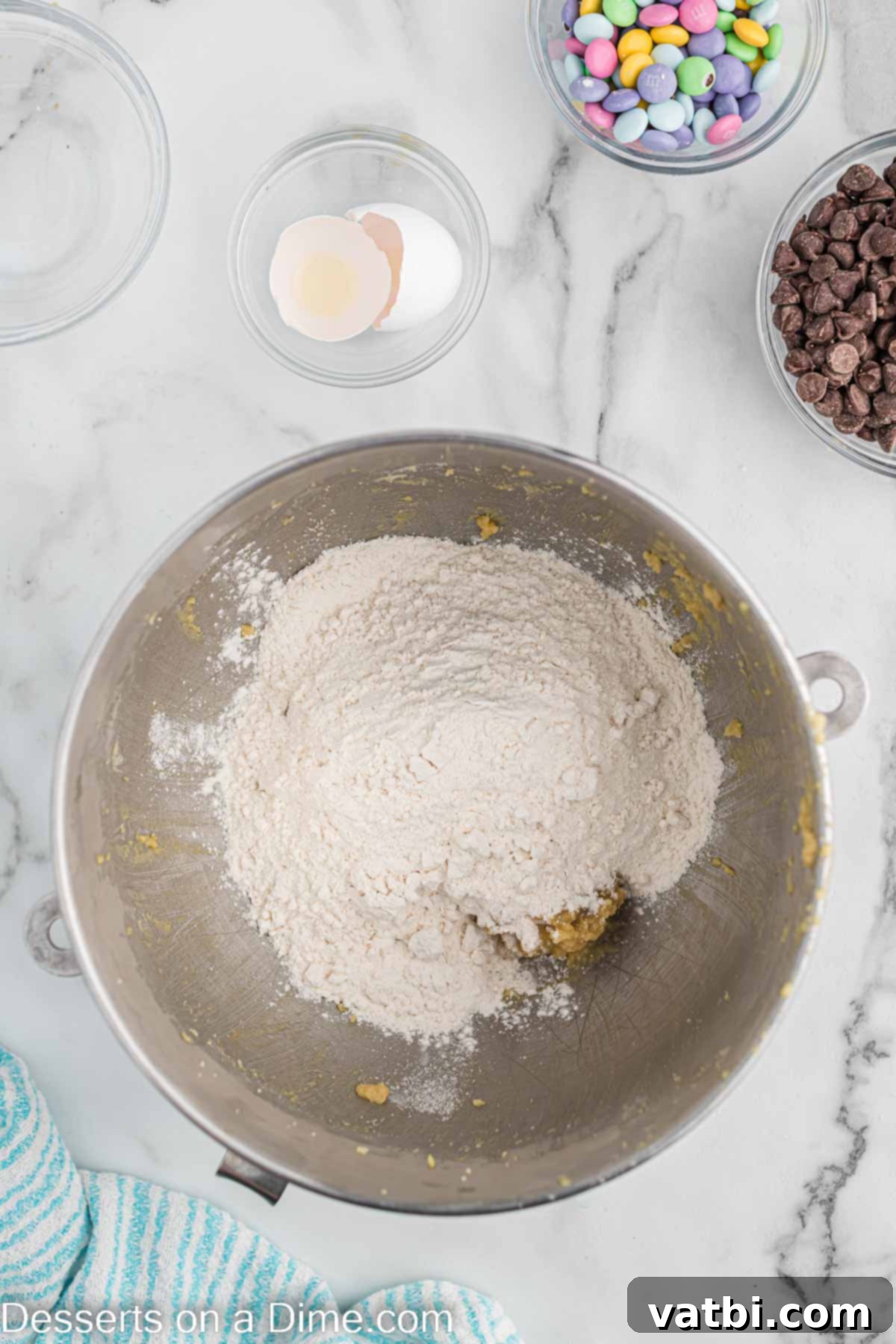 Hoppy Easter Cookie Bake 5 Dry ingredients added to mixture.