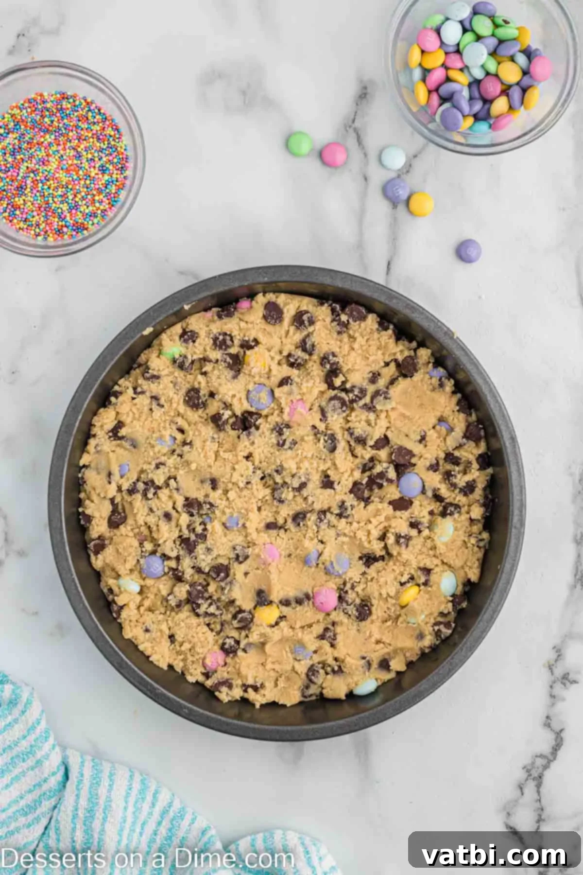 Hoppy Easter Cookie Bake 7 Mixture pressed into pan.