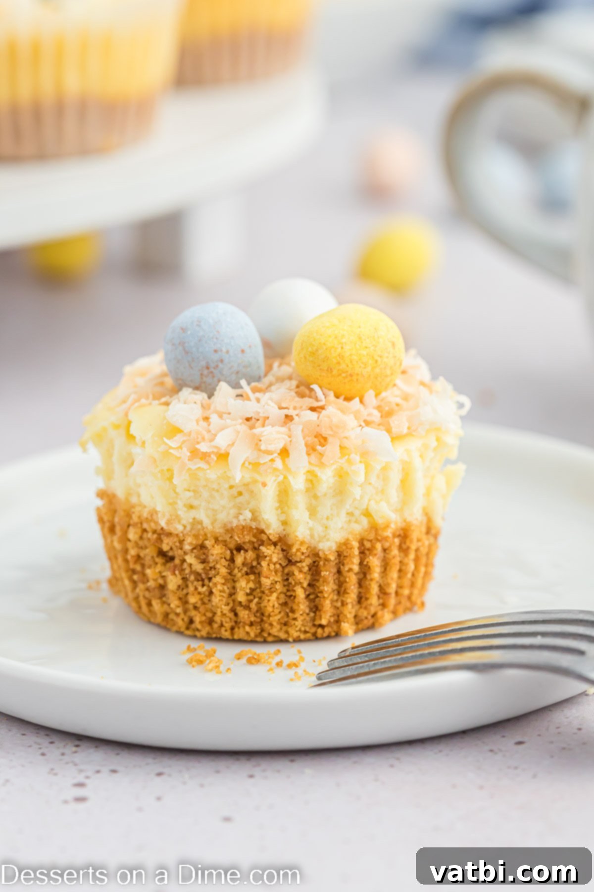 Easter Cheesecake Bites 12 Easter Mini Cheesecakes on a platter