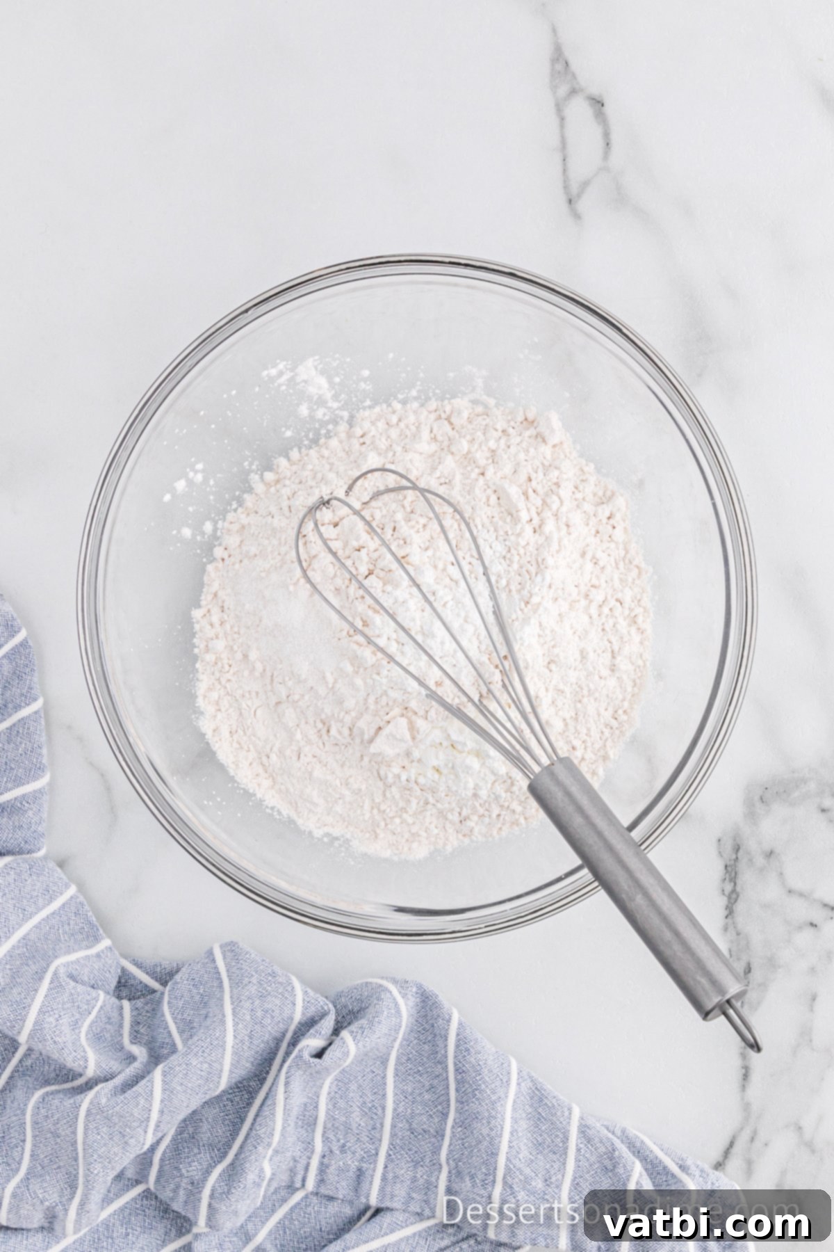 Mixing bowl with flour and other dry ingredients.