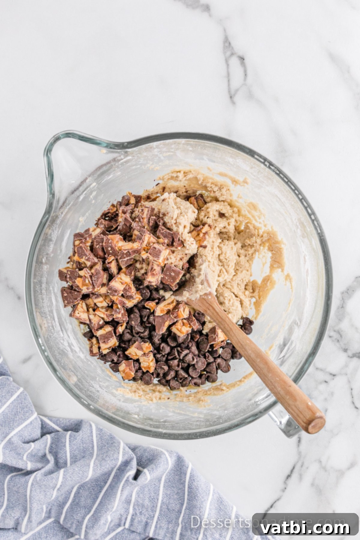 Semi-sweet chocolate chips folded into the cookie dough.