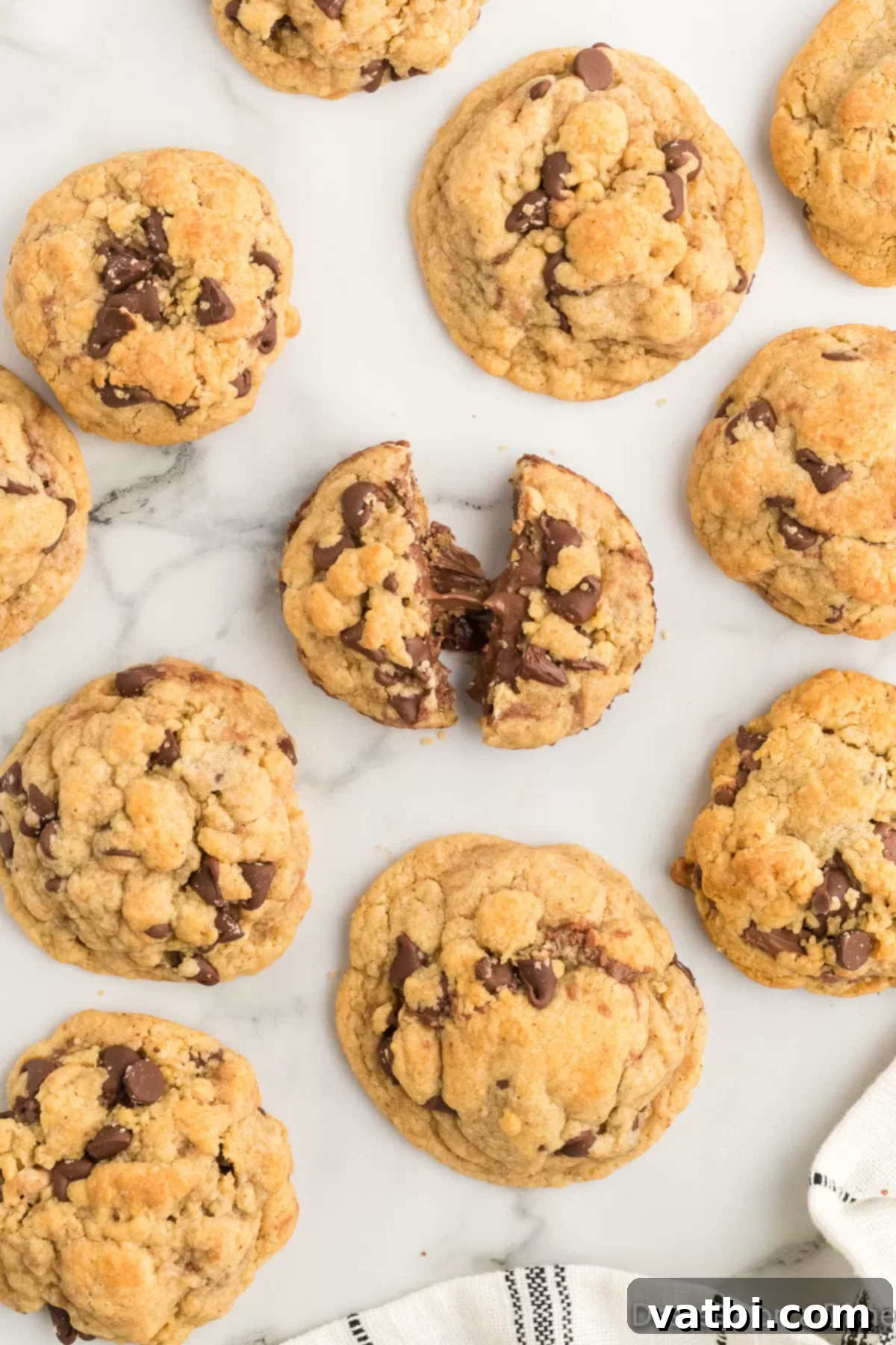 Decadent Nutella Stuffed Cookies 16 Delicious Nutella stuffed cookies arranged artfully on a kitchen counter, ready to be enjoyed.