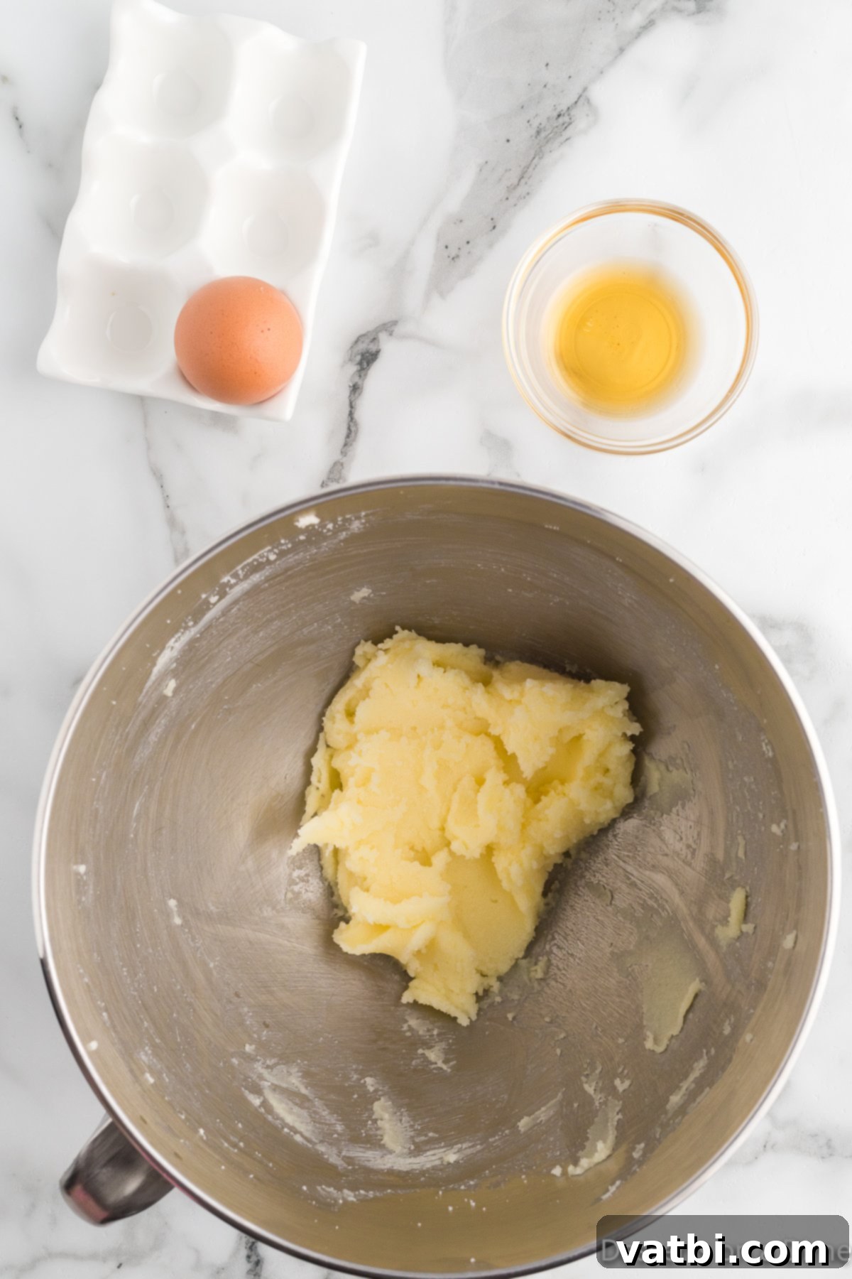 Golden Vanilla Wafer Perfection 5 Mixture combined and egg mixed in.