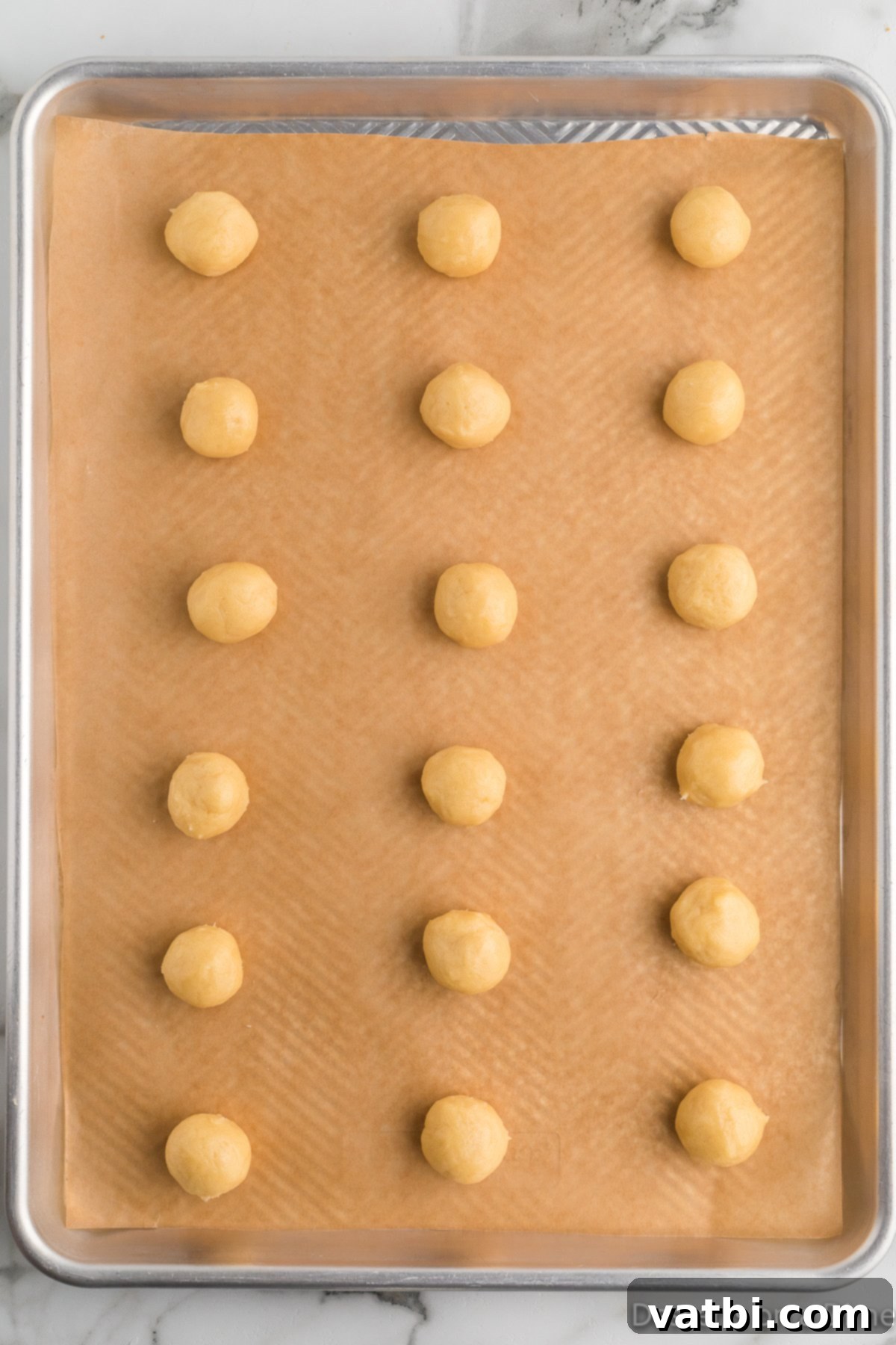 Golden Vanilla Wafer Perfection 9 Dough formed into balls.