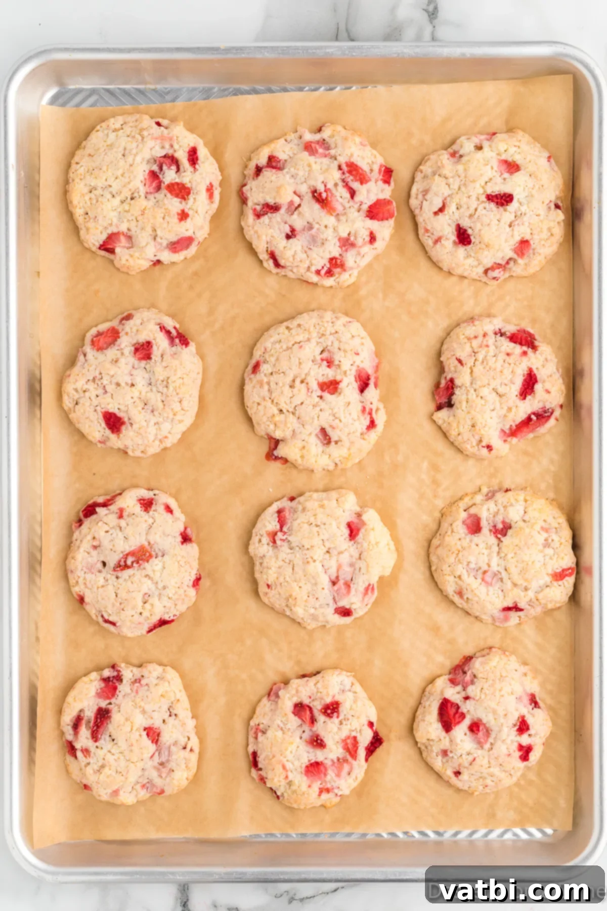 Cookies cooling on baking sheet. 