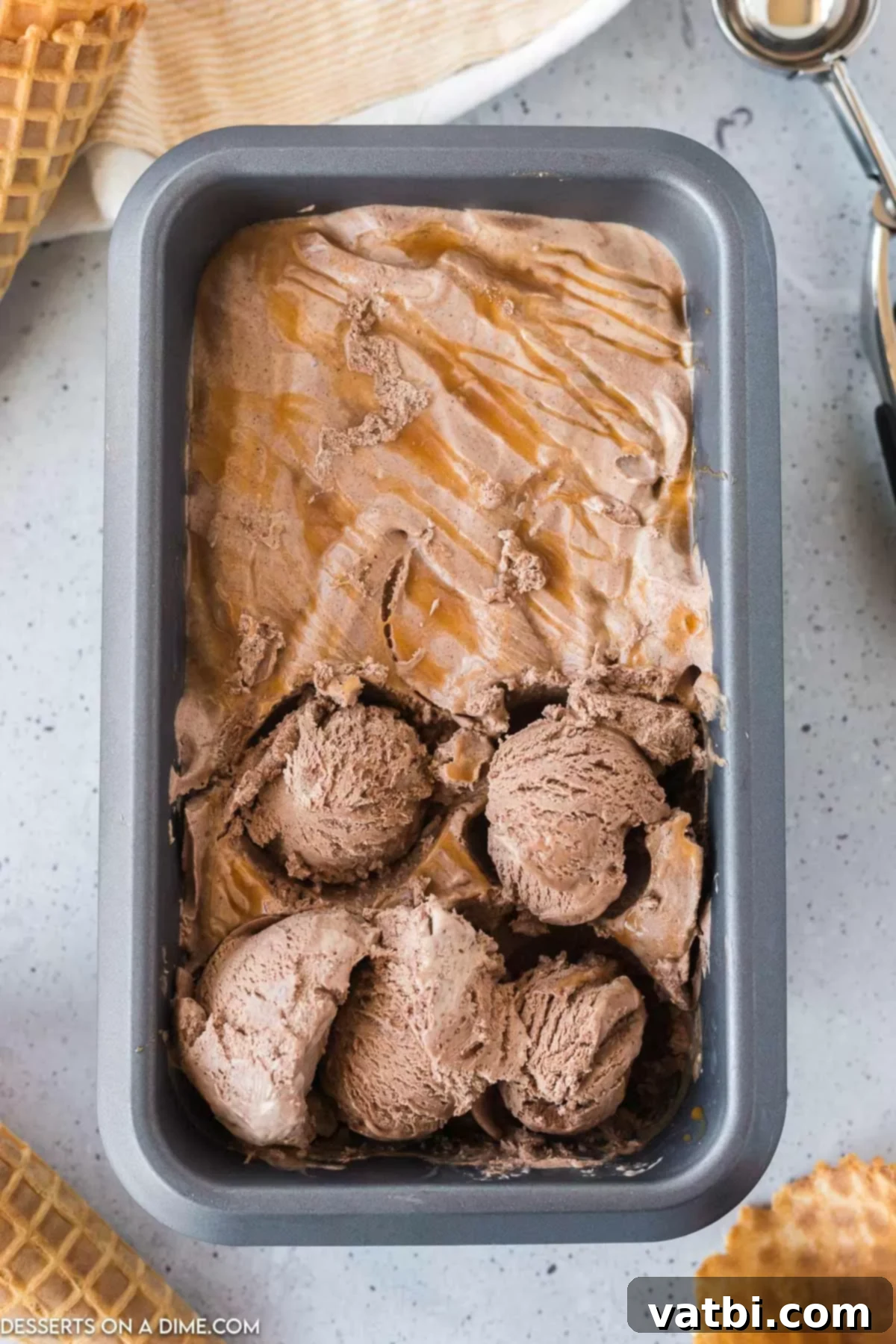 Ice Cream being scooped. 