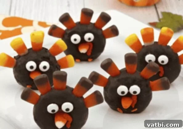 35 Thanksgiving Treats Kids Will Gobble Up 19 Turkey Donuts decorated with candy corn and other candies.