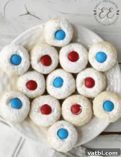 Patriotic Cookie Creations 10 No-Bake 4th of July thumbprint cookies with red and blue centers