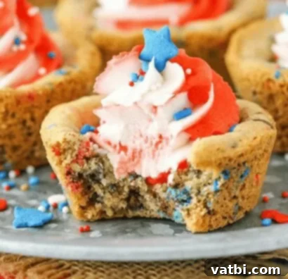 Patriotic Cookie Creations 13 Patriotic Chocolate Chip Cookie Cups filled with white frosting