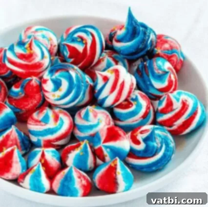Patriotic Cookie Creations 14 Patriotic Meringue Cookies with red, white, and blue swirls