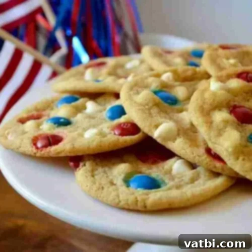 Patriotic Cookie Creations 6 4th of July Cookies with Red, White, and Blue M&M's