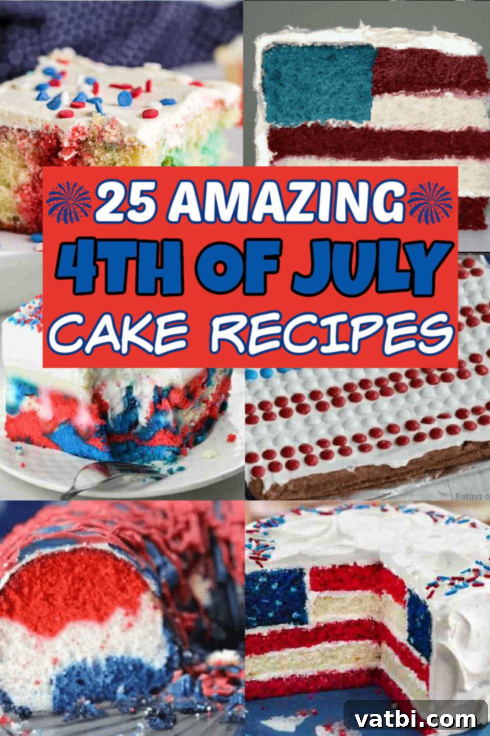 It's time to start planning the perfect patriotic celebration! These festive 4th of July Cakes will be a hit. 25 cakes for the 4th of July. From classic American flag cakes to red, white, and blue sheet cakes, there are so many amazing Fourth of July cake recipes to choose from. #dessertsonadime #4thofJulycakes #July4thcakerecipes #4thofJulydesserts