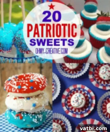 A collection of Patriotic Fourth of July Desserts.