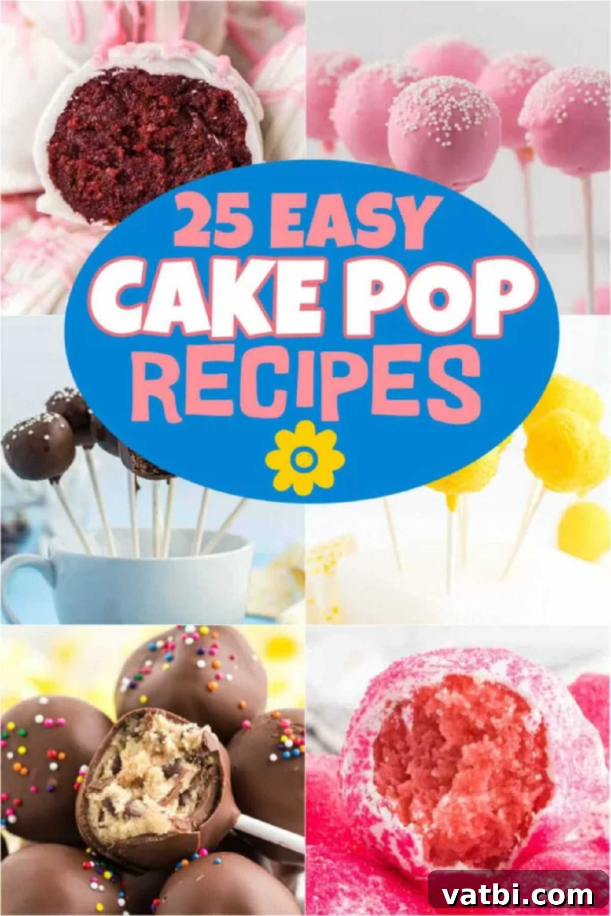 Bite Sized Cake Pop Delights 2 A vibrant collection of colorful cake pops on sticks, decorated with sprinkles and various coatings, perfect for parties and celebrations.