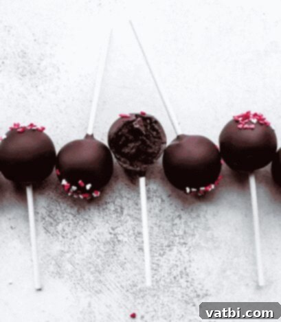 Bite Sized Cake Pop Delights 5 Chocolate Cake Pops adorned with cute heart sprinkles.