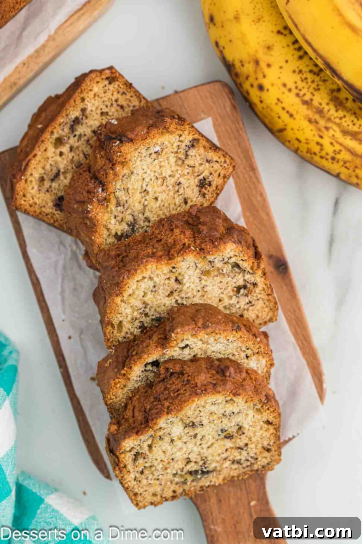 Moist Air Fryer Banana Bread 8 Banana Bread sliced and ready to serve.