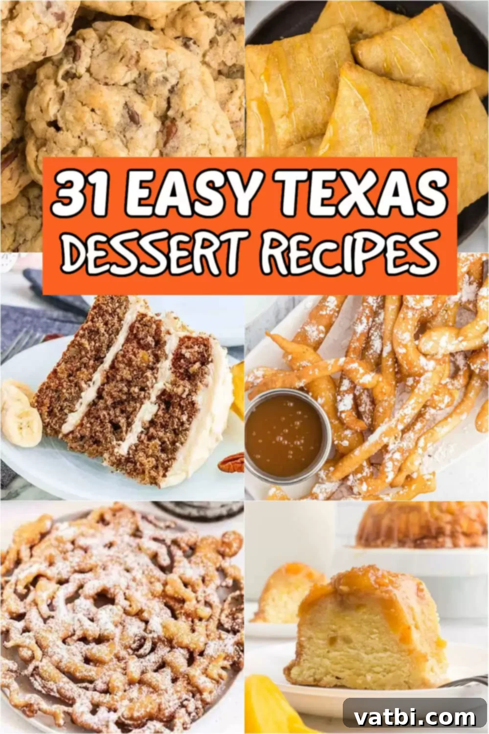 31 Sweet Texas Delights 2 A vibrant collection of Texas-themed desserts, including a slice of Texas sheet cake and other sweet treats, set against a rustic backdrop, perfect for celebrating Southern baking traditions.